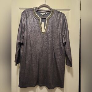 Chico's silver/grey linen sweather
